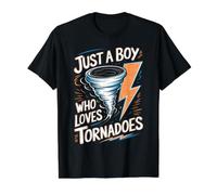 Solo un niño Que ama el meteorólogo de tormenta de Tornado Boys Camiseta gráfica económica, Hombre, Negro, L