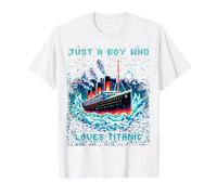 Solo un niño Que ama RMS Titanic, Remembrance Titanic, Boys Camiseta gráfica económica, Hombre, Blanco, S