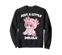 Solo un Poco Delulu Lindo Anime Meme Axolotl Otaku Chibi Sudadera