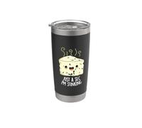 Solo un segundo, soy apestoso, divertido juego de palabras con queso Vaso térmico de acero inoxidable de doble pared