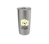 Solo un segundo, soy apestoso, divertido juego de palabras con queso Vaso térmico de acero inoxidable de doble pared