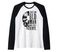 Solo un Viejo Que ama los Discos de Vinilo Gothic Skull LP Camiseta Manga Raglan