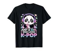 Solo una Chica a la Que le Encanta el K-Pop Kawaii Panda Drink Boba Music Camiseta