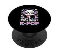 Solo una Chica a la Que le Encanta el K-Pop Kawaii Panda Drink Boba Music PopSockets PopGrip Adhesivo