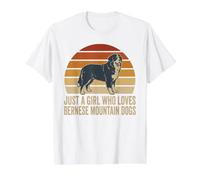 Solo una Chica a la Que le Encanta el Perro de montaña de Berna Berner Retro Camiseta gráfica económica, Hombre, Blanco, M
