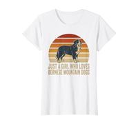 Solo una Chica a la Que le Encanta el Perro de montaña de Berna Berner Retro Camiseta gráfica económica, Mujer, Blanco, S