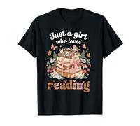 Solo una Chica a la Que le Encanta Leer Libros Lindos, Literatura Floral Camiseta