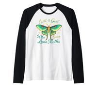 Solo una Chica a la Que le encantan Las polillas Luna Moths, Menta y Pastel. Camiseta Manga Raglan