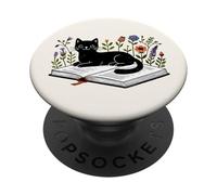 Solo una Chica a la Que le encantan los Gatos y los Libros Florales para Mujeres PopSockets PopGrip Adhesivo