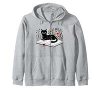 Solo una Chica a la Que le encantan los Gatos y los Libros Florales para Mujeres Sudadera con Capucha