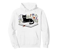 Solo una Chica a la Que le encantan los Gatos y los Libros Florales para Mujeres Sudadera con Capucha