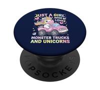 Solo una Chica a la Que le encantan los Monster Trucks y los Unicornios Pastel Kid PopSockets PopGrip Adhesivo