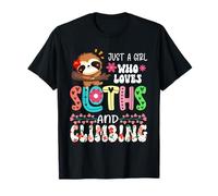 Solo una Chica a la Que le encantan los Perezosos y Escalar Floral Sloth Camiseta