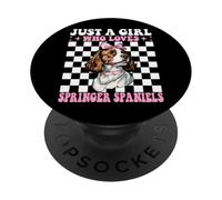 Solo una Chica a la Que le encantan los Springer Spaniels Dog Coquette Bow PopSockets PopGrip Adhesivo