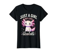 Solo una Chica ama a Axolotls Kawaii Cute Girls Women Camiseta gráfica económica, Mujer, Negro, M
