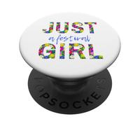 Solo una Chica del Festival, música en Vivo - Letras Florales Coloridas PopSockets PopGrip Adhesivo