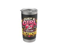 Solo una chica enamorada de su electricista electricista divertido Vaso térmico de acero inoxidable de doble pared