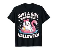Solo una Chica Esperando el Flamenco Fantasma de Halloween Camiseta