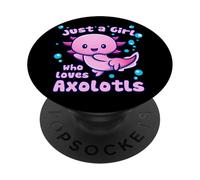 Solo una Chica Que ama a Axolotls Funny Kawaii Axolotl Lover PopSockets PopGrip Adhesivo