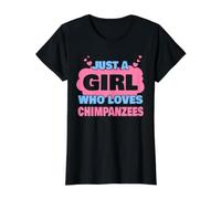 Solo una Chica Que ama a los chimpancés Camiseta gráfica económica, Mujer, Negro, M