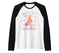 Sólo una Chica Que ama a los Doberman Camiseta Manga Raglan