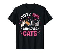 Solo una Chica Que ama a los Gatos Lindos Gatitos Kawaii Camiseta gráfica económica, Hombre, Negro, M