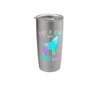 Sólo una chica que ama a los lobos - amante de los lobos Vaso térmico de acero inoxidable de doble pared