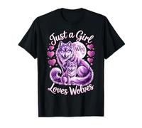 Solo una Chica Que ama a los Lobos Purple Wolf, Lindo bebé Moon Wolf Camiseta