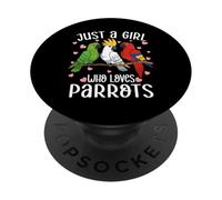 Solo una chica que ama a los loros Funny Parrot lover Chica PopSockets PopGrip Adhesivo
