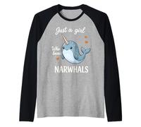 Solo una Chica Que ama a los narvales Camiseta Manga Raglan