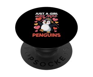 Solo una Chica Que ama a los pingüinos Lindo Amante de los pingüinos PopSockets PopGrip Adhesivo