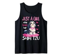 Solo una Chica Que ama a Sus Lindas Mujeres de Perro Shih Tzu Camiseta sin Mangas