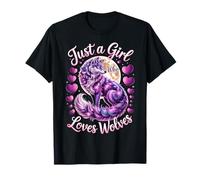 Solo una Chica Que ama a Wolves Moon, Lindas Chicas de Lobos morados Camiseta