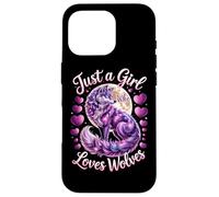 Solo una Chica Que ama a Wolves Moon, Lindas Chicas de Lobos morados Carcasa para iPhone 16 Pro
