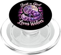 Solo una Chica Que ama a Wolves Moon, Lindas Chicas de Lobos morados PopSockets PopGrip para MagSafe