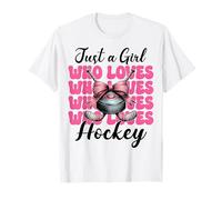 Solo una chica que ama al jugador de hockey Hockey Girl Coquette Bow Camiseta