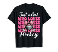 Solo una chica que ama al jugador de hockey Hockey Girl Coquette Bow Camiseta