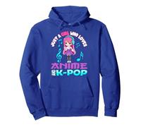 Sólo una Chica Que ama Anime y K-Pop Chibi Merch KPOP Otaku Sudadera con Capucha, Unisex para Adultos, Azul Real, XL
