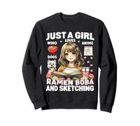 Solo una Chica Que ama el Anime Ramen Dogs Boba y bocetos Sudadera