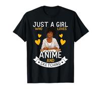 Solo Una Chica Que Ama El Anime Y Dibujar Afro Anime Lover Camiseta