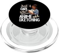 Solo Una Chica Que Ama El Anime Y Dibujar Afro Anime Lover PopSockets PopGrip para MagSafe