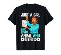 Solo Una Chica Que Ama El Anime Y Dibujar Afro Japonés Camiseta