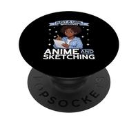Solo Una Chica Que Ama El Anime Y Dibujar Afro Japonés PopSockets PopGrip Adhesivo