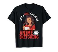 Solo una Chica Que ama el Anime y Dibujar Mujeres Afro Kawaii Camiseta