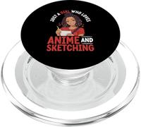 Solo una Chica Que ama el Anime y Dibujar Mujeres Afro Kawaii PopSockets PopGrip para MagSafe