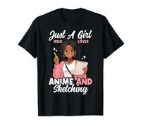 Solo Una Chica Que Ama El Anime Y Dibujar Mujeres Negras Afro Camiseta