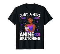 Solo Una Chica Que Ama El Anime Y Dibujar Mujeres Negras Afro Camiseta