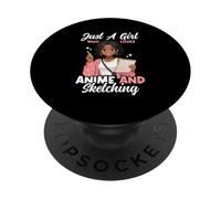 Solo Una Chica Que Ama El Anime Y Dibujar Mujeres Negras Afro PopSockets PopGrip Adhesivo