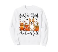 Solo una Chica Que ama el otoño, Corgi Dog Pumpkin Cozy Autumn Sudadera