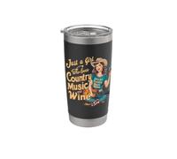 Solo una chica que ama la música country y el vino Vaso térmico de acero inoxidable de doble pared